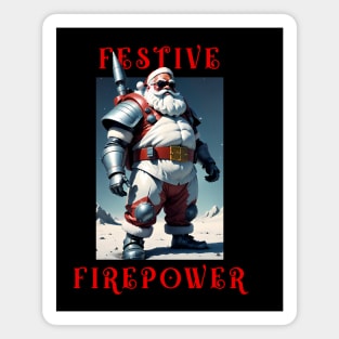 Cool Armed Santa. Festive Firepower Magnet